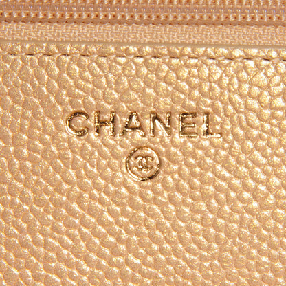 Chanel Pearly Caviar Quilted Wallet On Chain WOC Gold 6 of 9