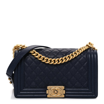 Chanel Caviar Quilted Medium Boy Flap Navy 1 of 10
