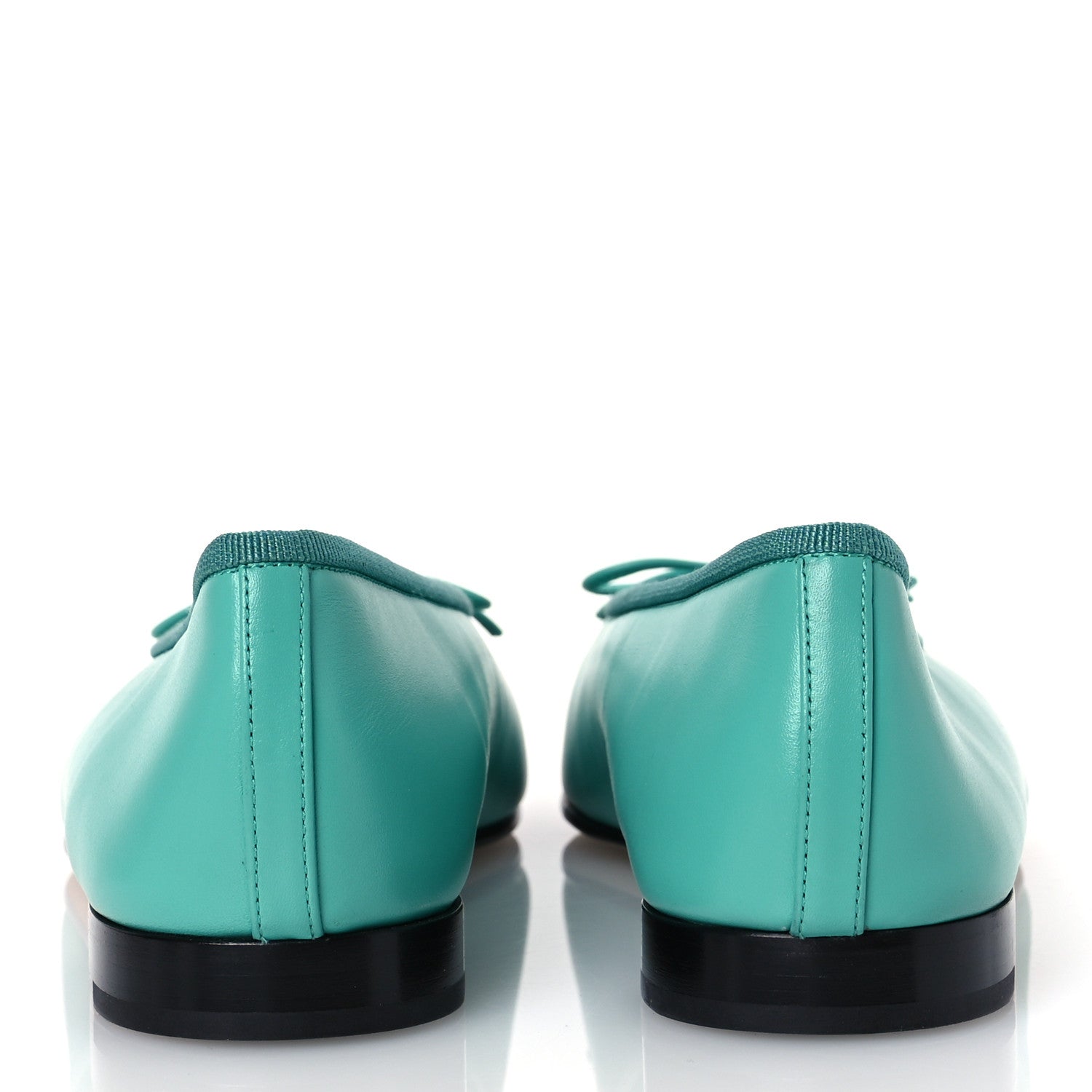 Chanel Calfskin Grosgrain Cap Toe CC Ballerina Flats 38 Turquoise Black 6 of 13