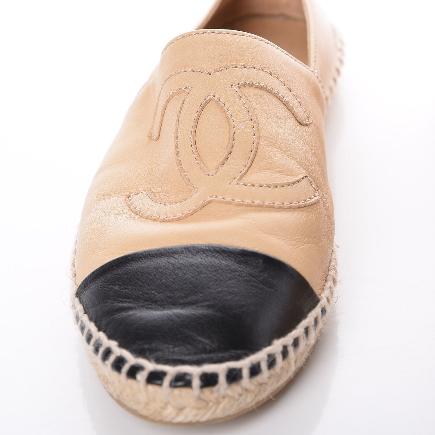Lambskin CC Espadrilles 36 Beige Black