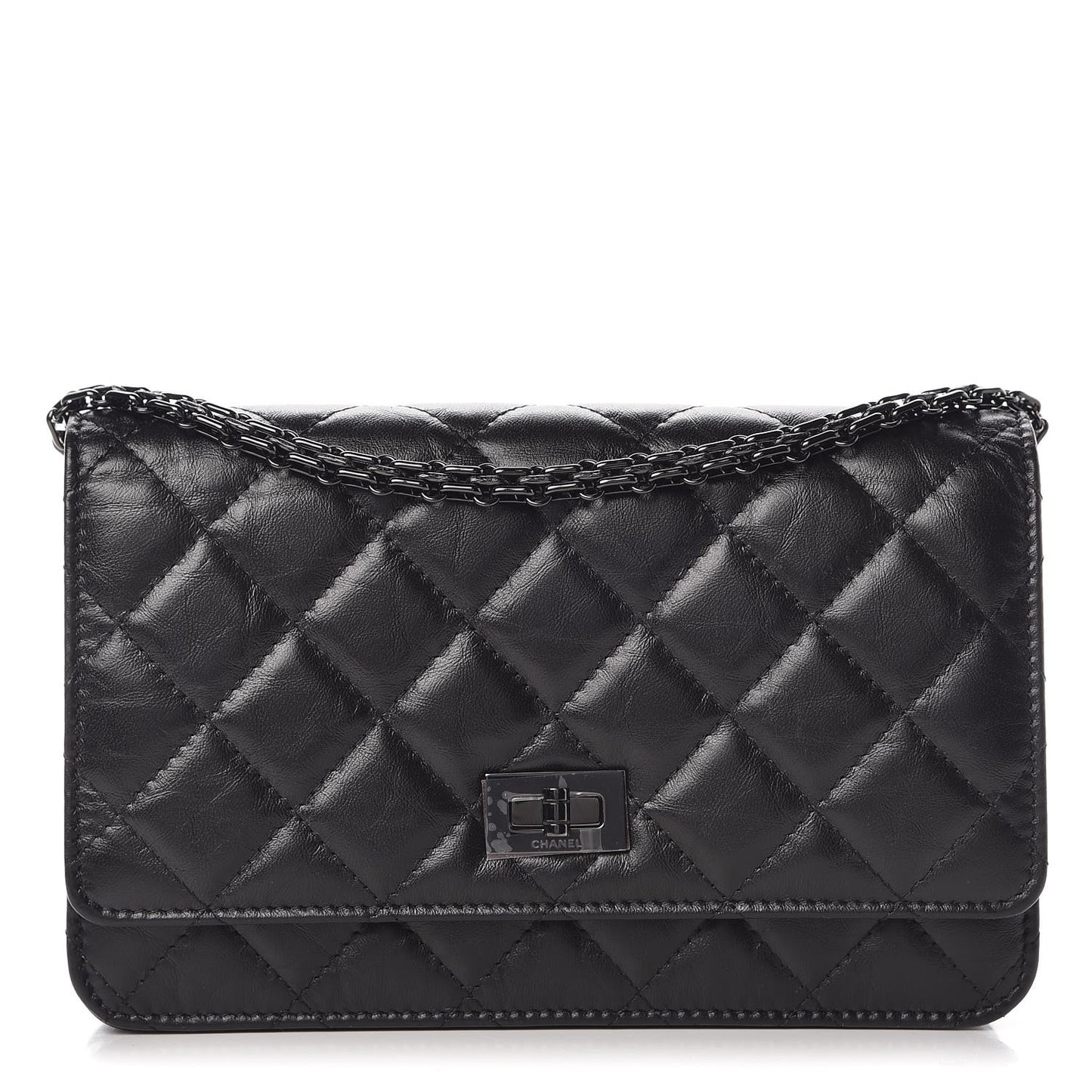 Aged Calfskin Quilted Reissue Wallet On Chain WOC So Black