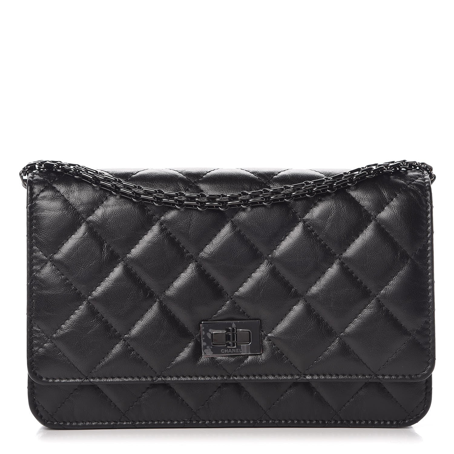 Chanel Aged Calfskin Quilted Reissue Wallet On Chain WOC So Black 1 of 9