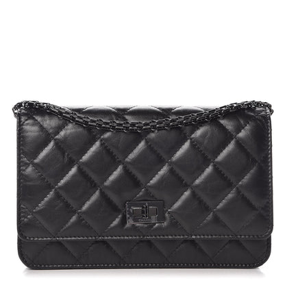 Chanel Aged Calfskin Quilted Reissue Wallet On Chain WOC So Black 1 of 9