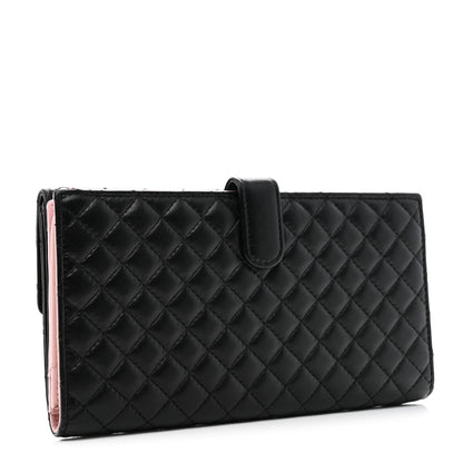 Chanel Lambskin Quilted CC Long Double Wallet Black 3 of 10