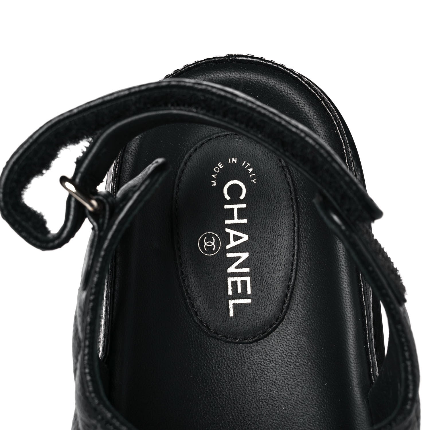 Chanel Grained Calfskin Velcro Dad Sandals 40 Black 7 of 9