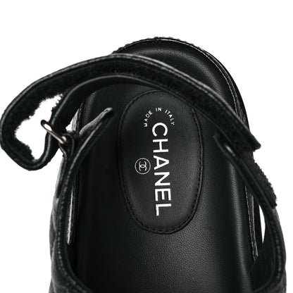 Chanel Grained Calfskin Velcro Dad Sandals 40 Black 7 of 9