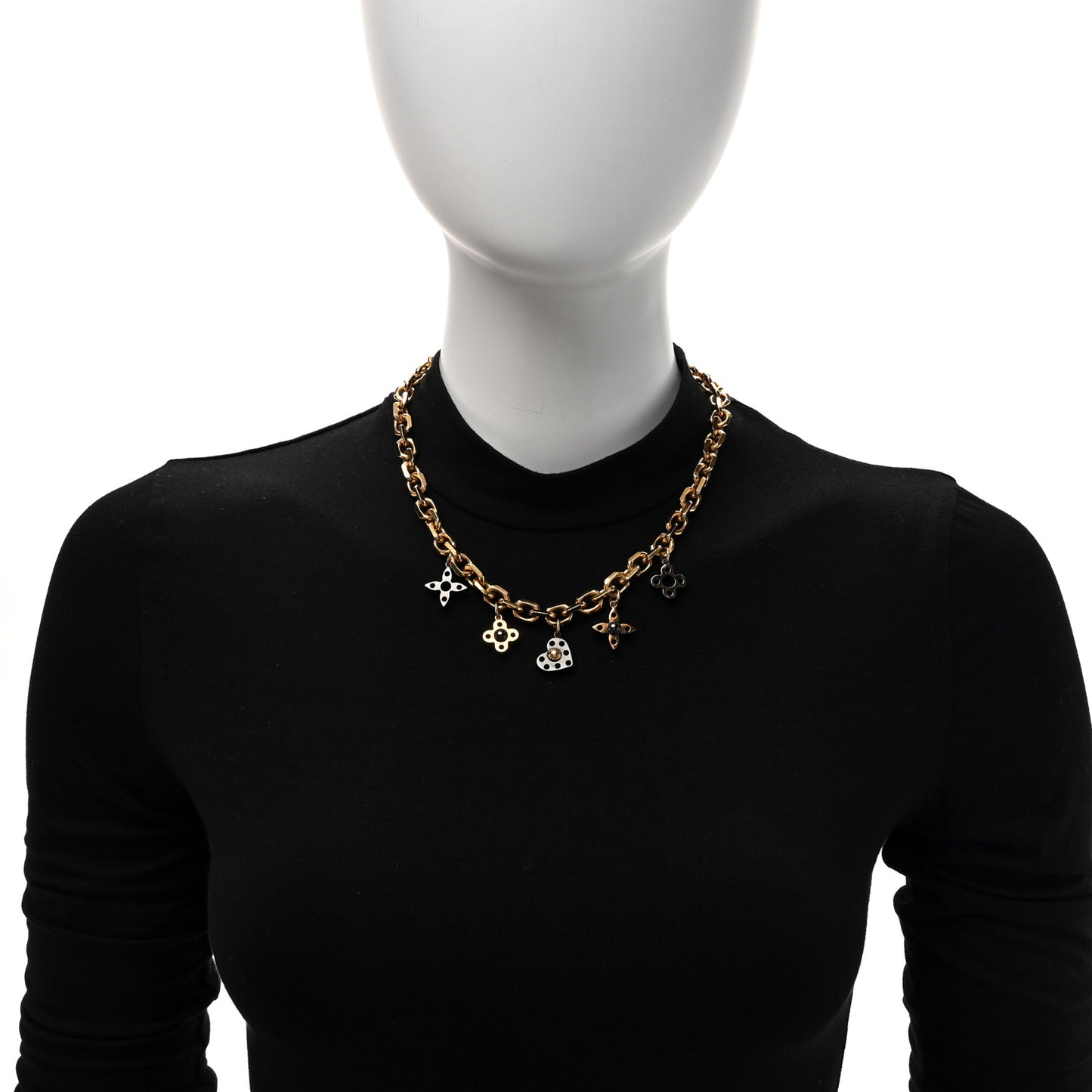 Monogram Hide and Seek Necklace Gold Black