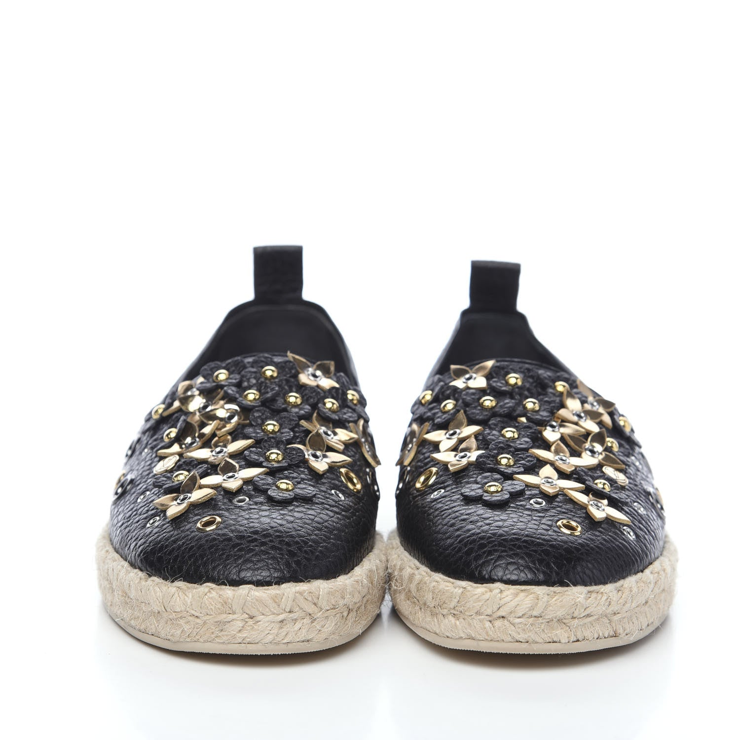 Louis Vuitton Calfskin Tropical Bloom Espadrille Flat 37 Black 2 of 8
