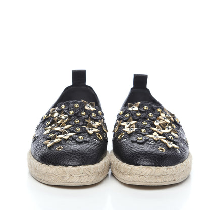 Louis Vuitton Calfskin Tropical Bloom Espadrille Flat 37 Black 2 of 8