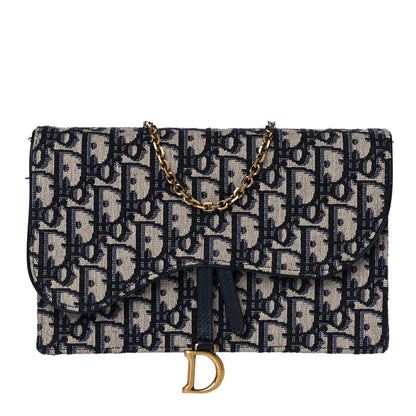 Christian Dior Oblique Saddle Chain Pouch Blue 1 of 13