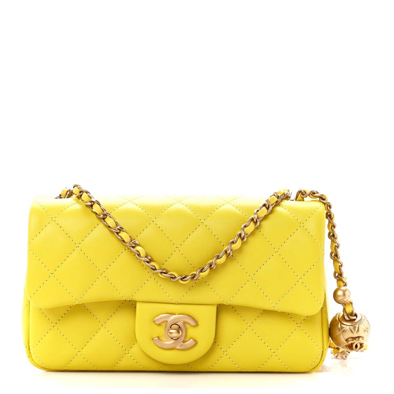 Chanel Lambskin Quilted Mini Rectangular Pearl Crush Flap Yellow 1 of 11