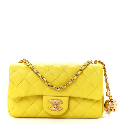 Chanel Lambskin Quilted Mini Rectangular Pearl Crush Flap Yellow 1 of 11