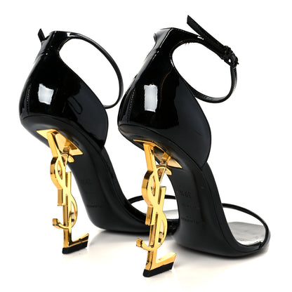 Saint Laurent Patent Calfskin Opyum 110 Sandals 39.5 Black Gold 5 of 10