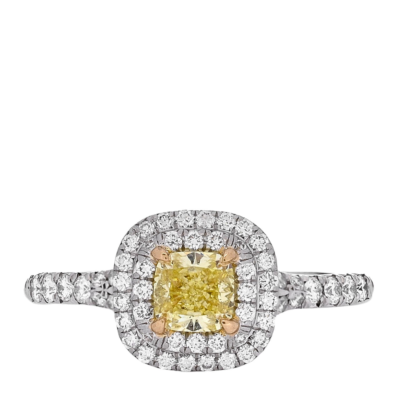 Tiffany Platinum 18K Yellow Gold Fancy Yellow Diamond .47ct Soleste Engagement Ring 50 5.25 1 of 7