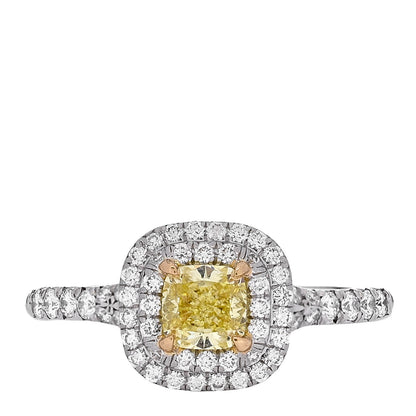 Tiffany Platinum 18K Yellow Gold Fancy Yellow Diamond .47ct Soleste Engagement Ring 50 5.25 1 of 7