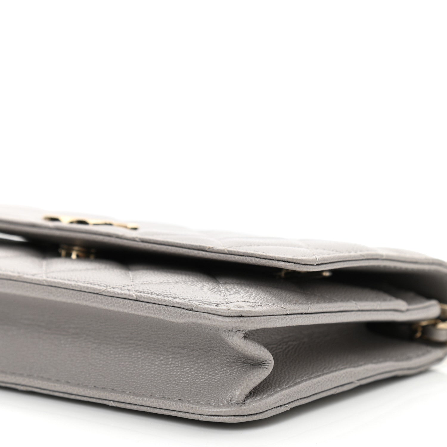 Chanel Caviar Quilted Studded CC Wallet On Chain WOC Grey 11 of 12