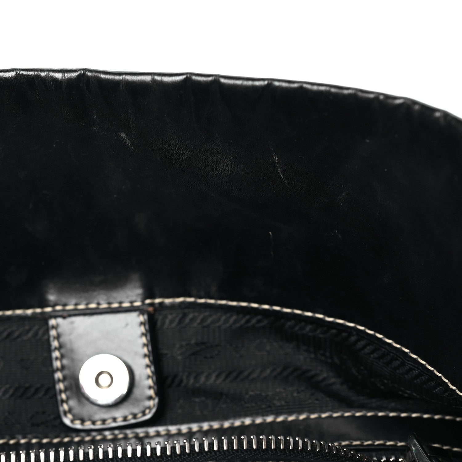 Prada Tessuto Nylon Calfskin Hobo Black 9 of 12