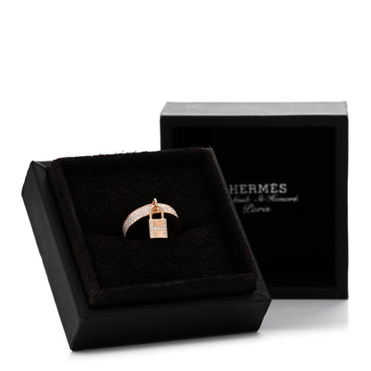 Hermes 18K Rose Gold Diamond MM Kelly Clochette Ring 52 6 7 of 7