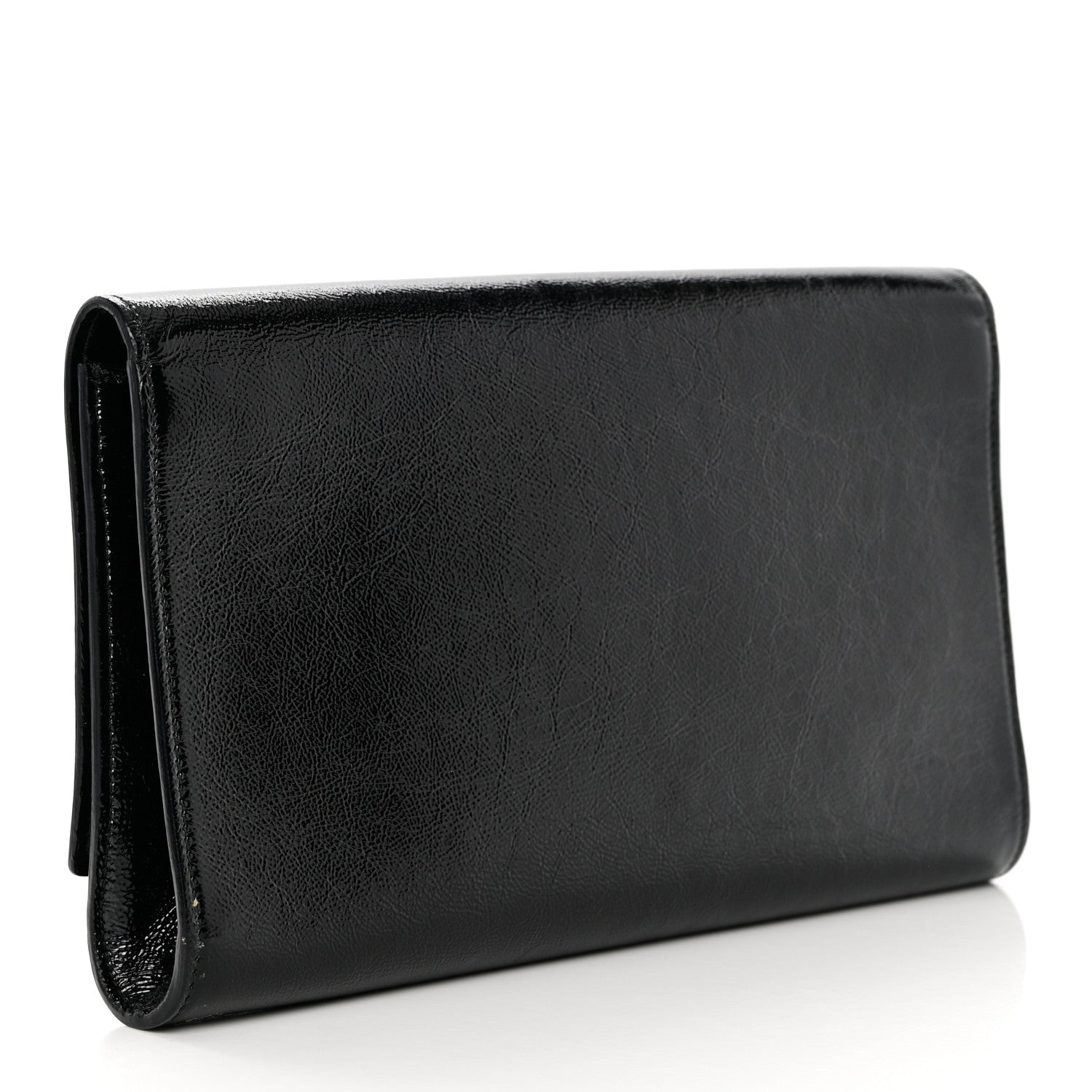 Saint Laurent Textured Patent Monogram Large Belle De Jour Clutch Black 3 of 11
