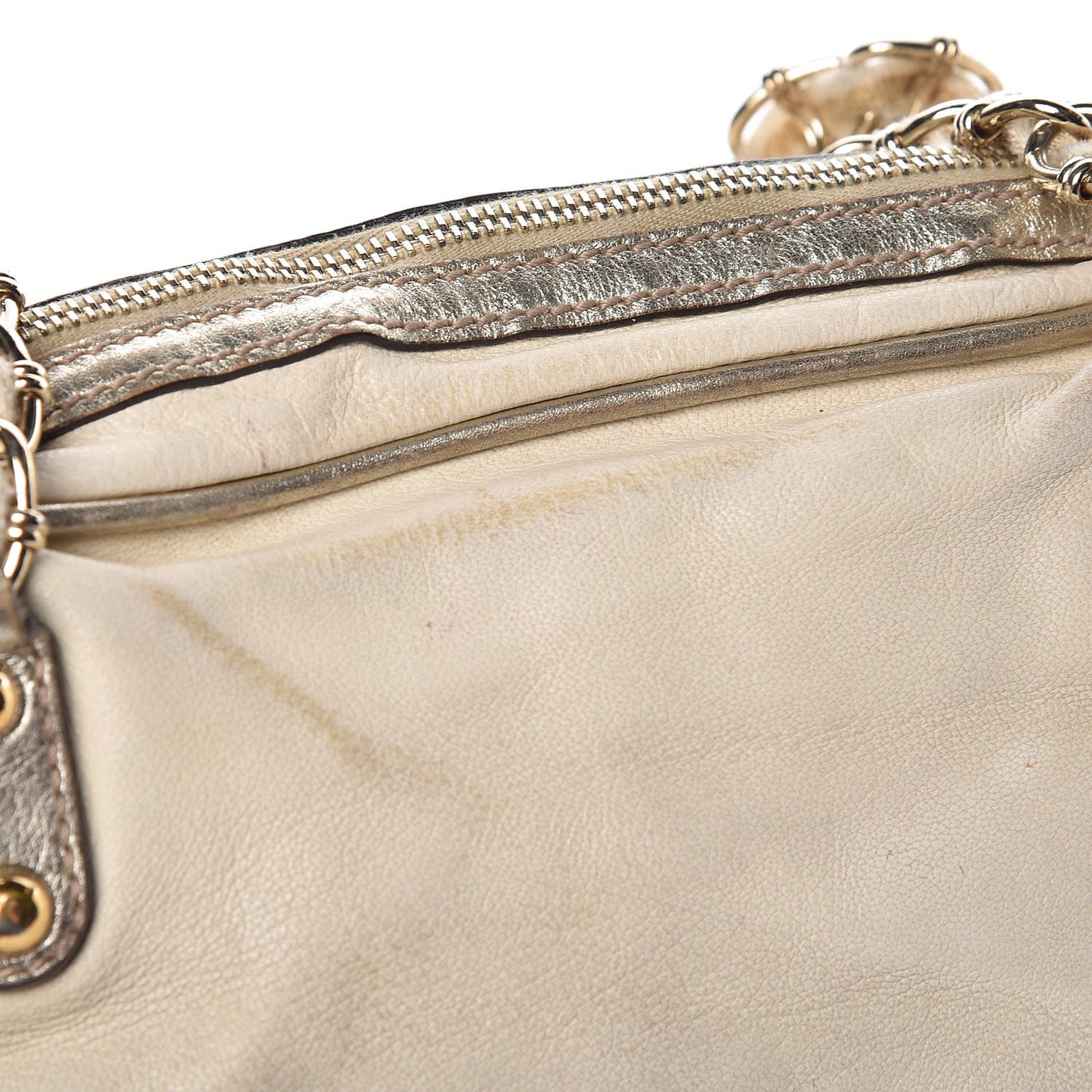 Goatskin Small Capri Bowler White Gold