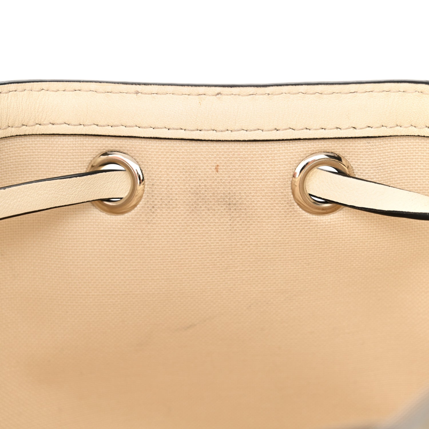 Valentino Garavani Metallic Boucle Raffia Calfskin Rockstud Drawstring Bucket Bag Ivory Gold 11 of 11