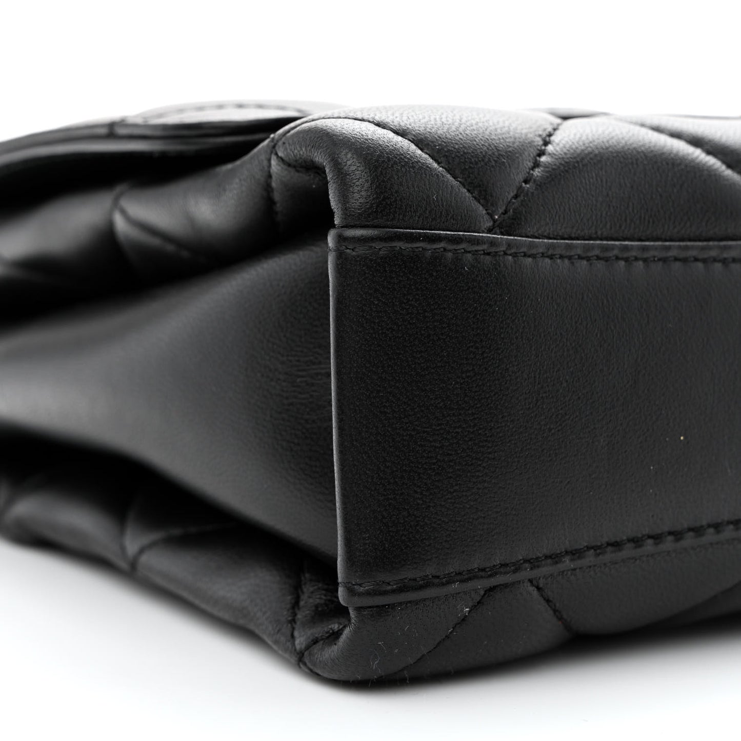 Lambskin Quilted CC Crystal Logo Chain Flap Black