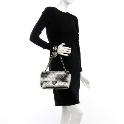 Chanel Velvet Quilted Medium Flap Black White 2 of 10