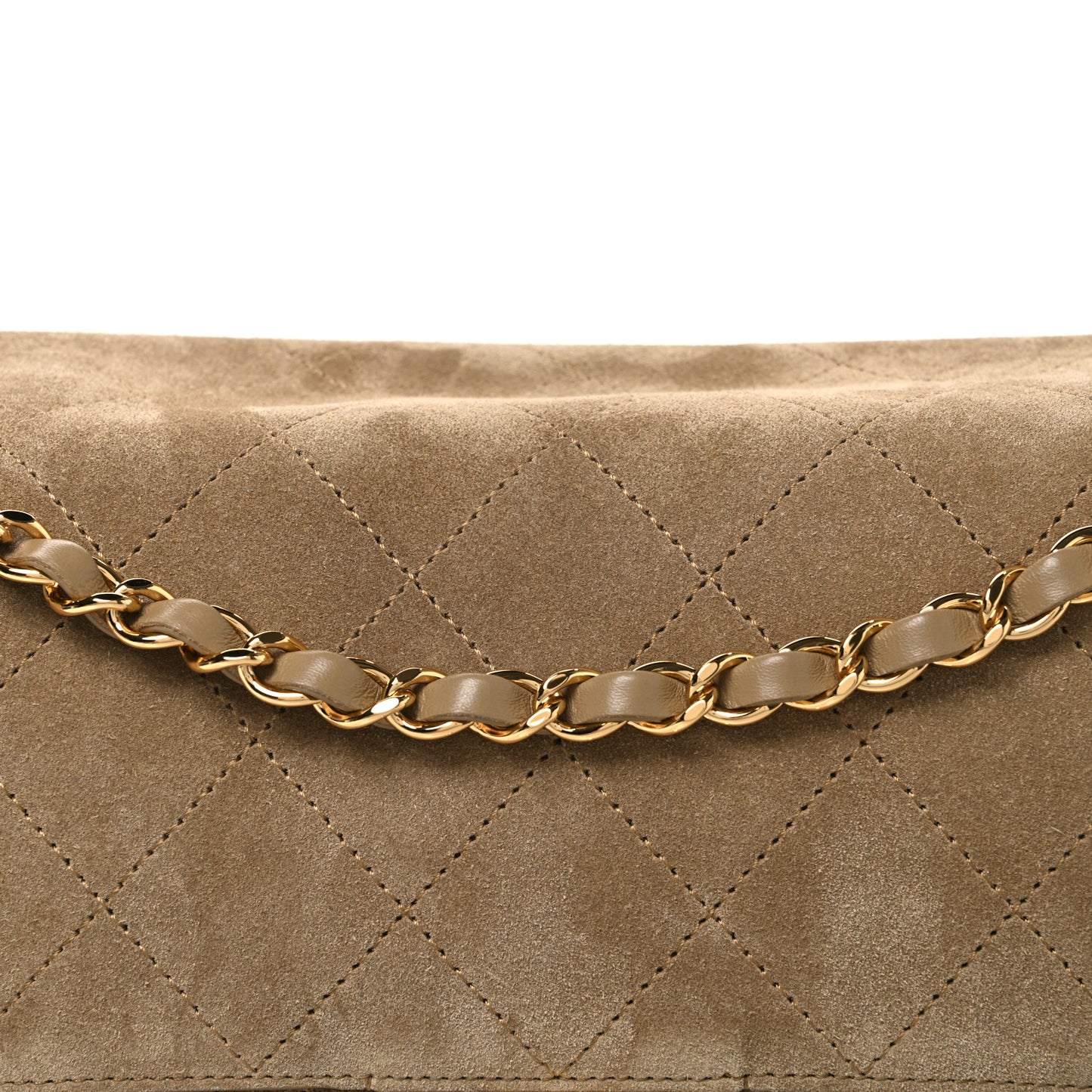 Suede Calfskin Small Souplissimo Maxi Flap Dark Beige