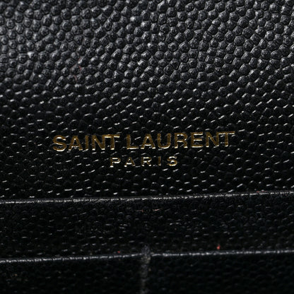 Saint Laurent Grain De Poudre Matelasse Chevron Monogram Envelope Chain Wallet Black 7 of 12
