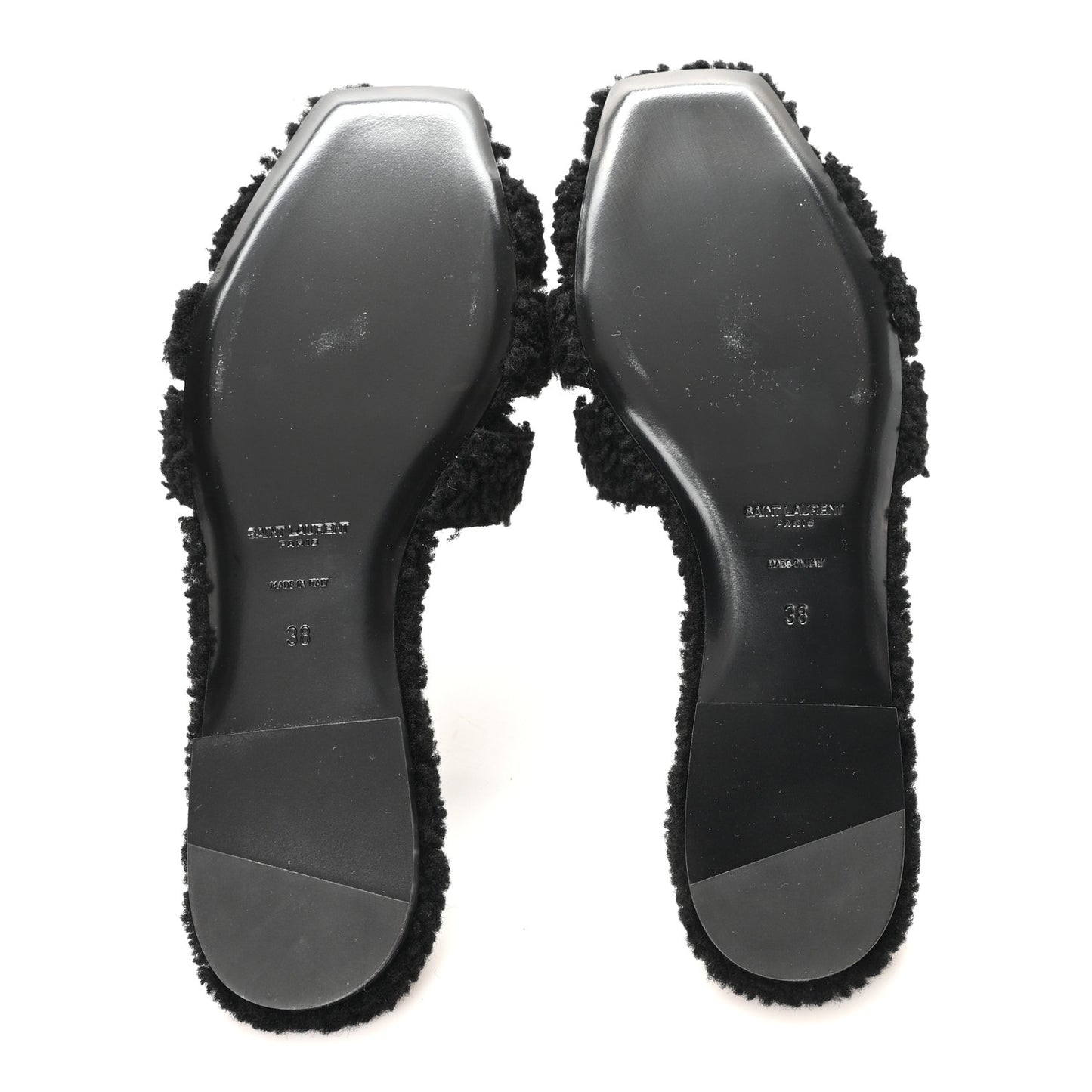 Shearling Tribute Flat Mules 38 Black