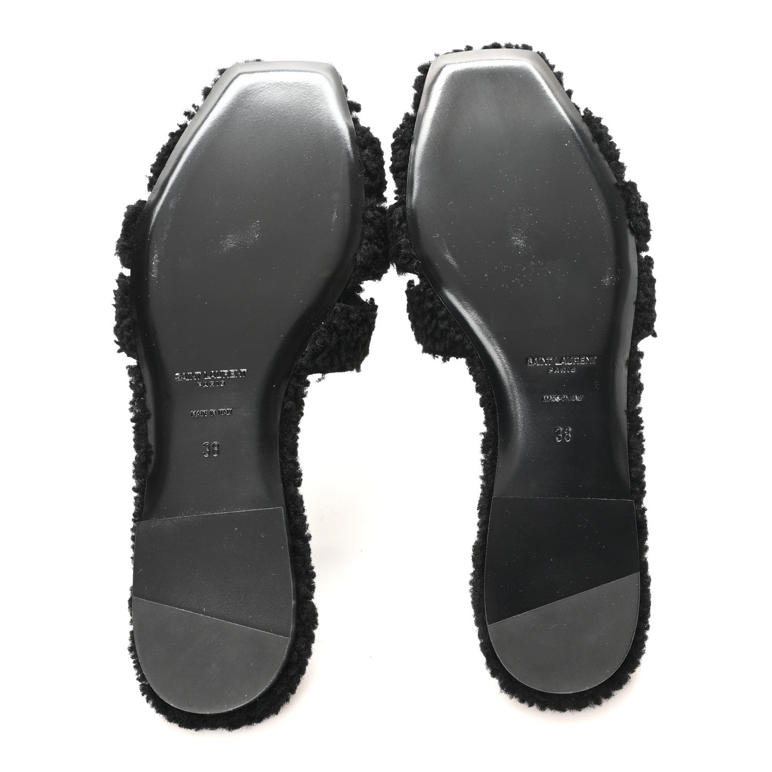 Saint Laurent Shearling Tribute Flat Mules 38 Black 6 of 10