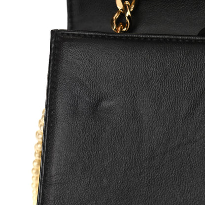 Chanel Tweed Jersey Lambskin Camellia Flap Chocolate Bar Pearl Chain Flap Black Beige 12 of 12