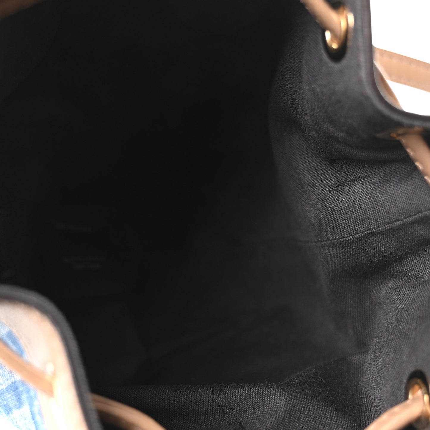 Denim Vitello King F is Fendi FF Embroidered Mini Mon Tresor Bucket Bag Denim Sand