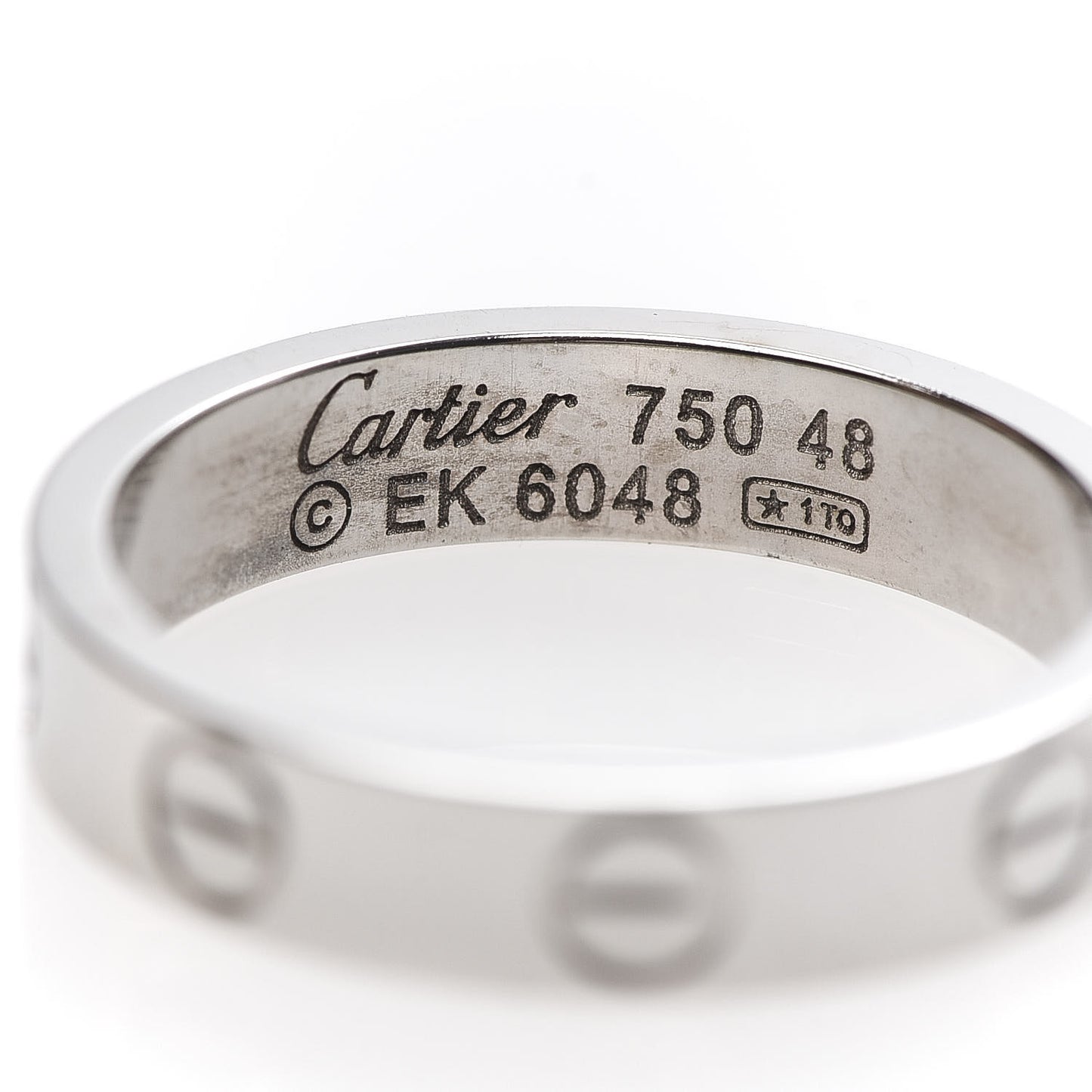 18K White Gold 3.5mm LOVE Wedding Band Ring 48 4.5