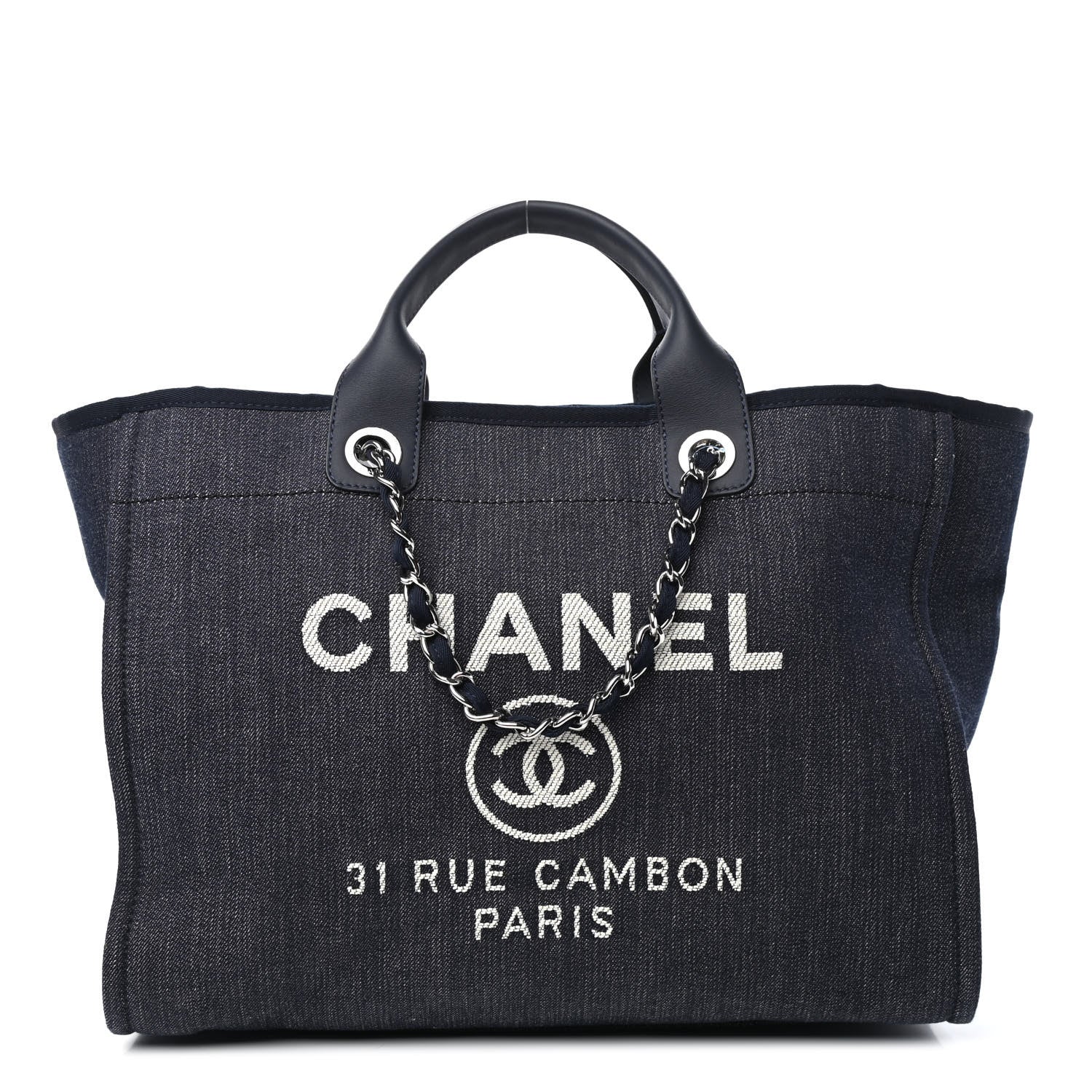 Chanel Denim Medium Deauville Tote Dark Blue 1 of 4