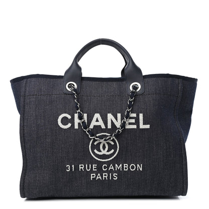 Chanel Denim Medium Deauville Tote Dark Blue 1 of 4