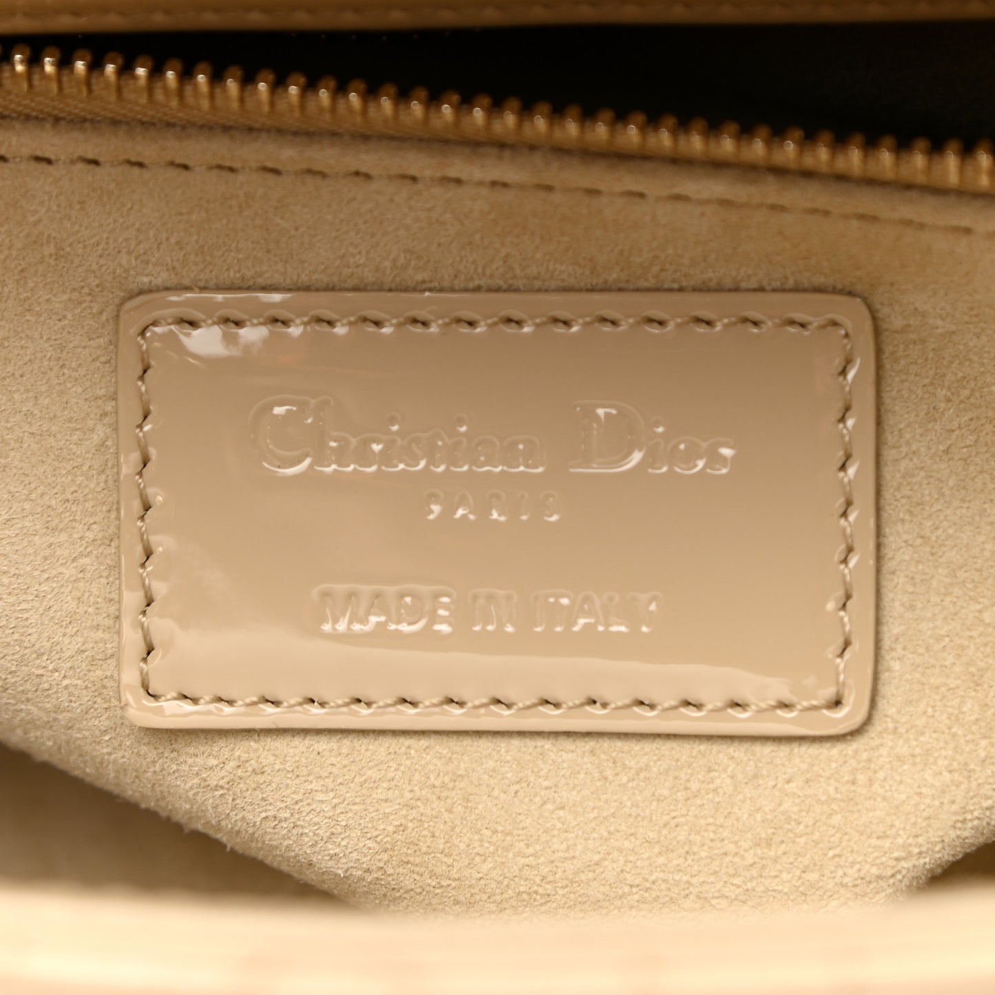 Patent Cannage Small Lady Dior Beige