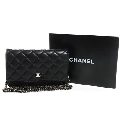 Chanel Lambskin Quilted Wallet On Chain WOC Black 5 of 10