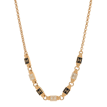 Chanel Metal Enamel CC Squares Choker Gold White Black 1 of 4