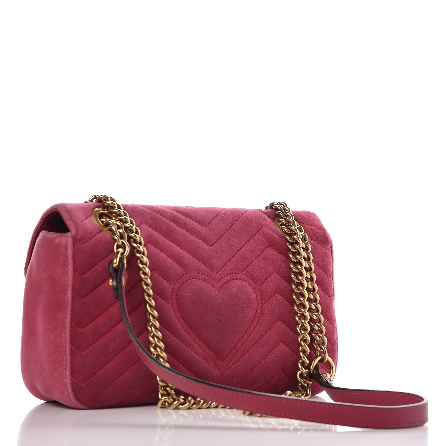 Gucci Velvet Matelasse Small GG Marmont Shoulder Bag Light Raspberry Rose 3 of 18