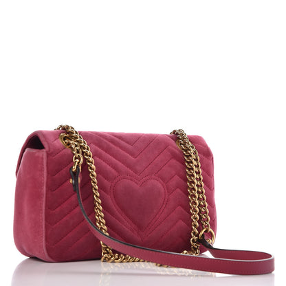 Gucci Velvet Matelasse Small GG Marmont Shoulder Bag Light Raspberry Rose 3 of 18