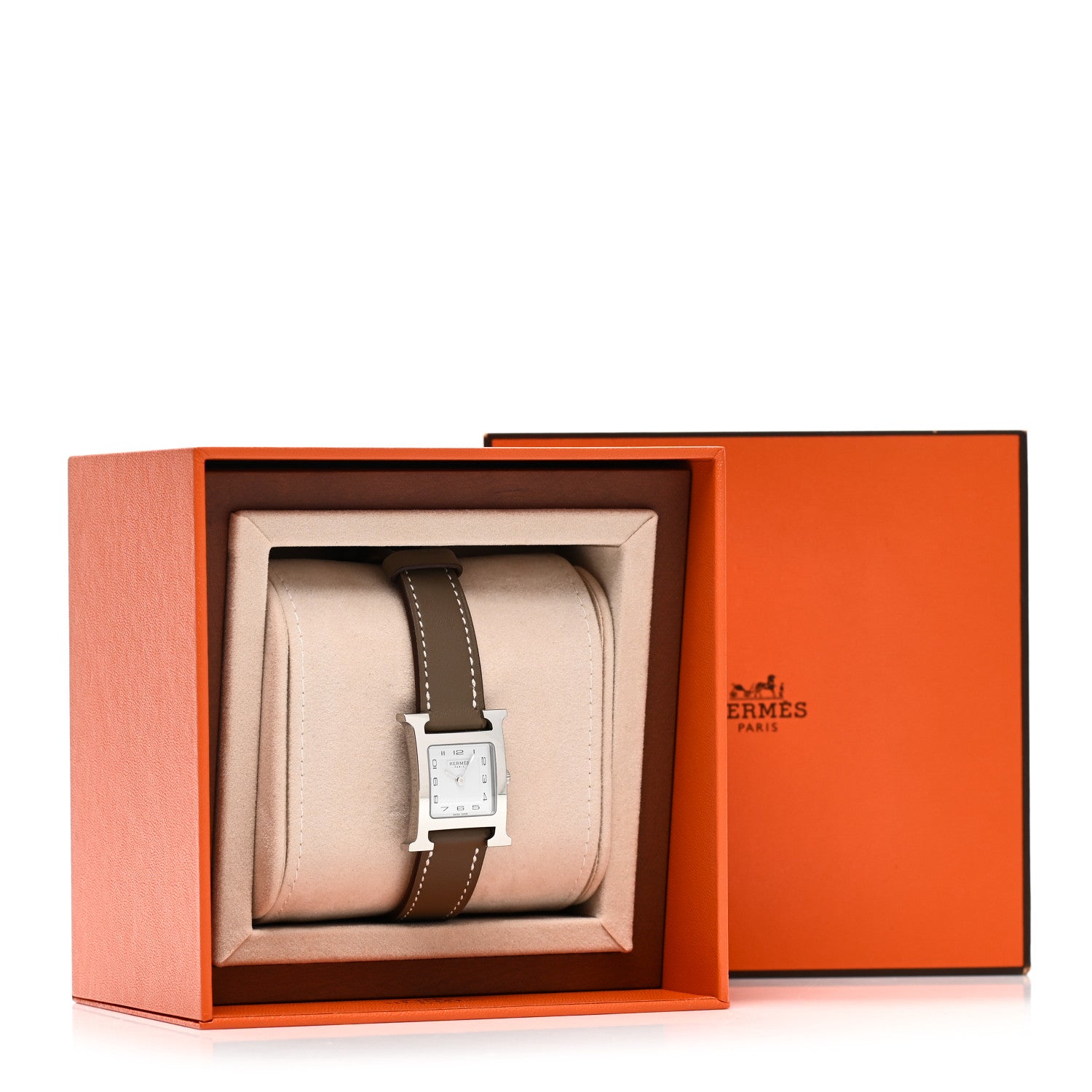 Hermes Stainless Steel Swift 21mm Heure H Hour Quartz Watch Etoupe 5 of 5