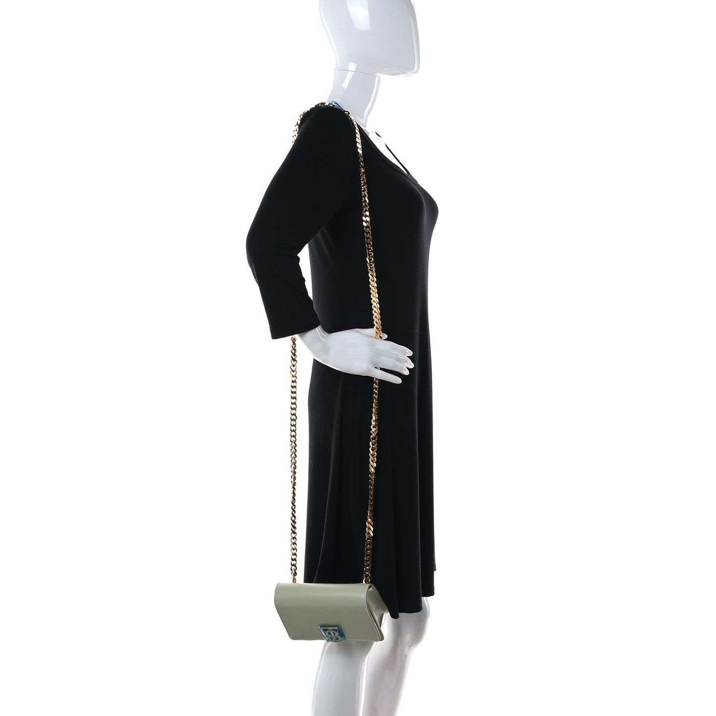 Calfskin TB Chain Belt Bag Pale Sage