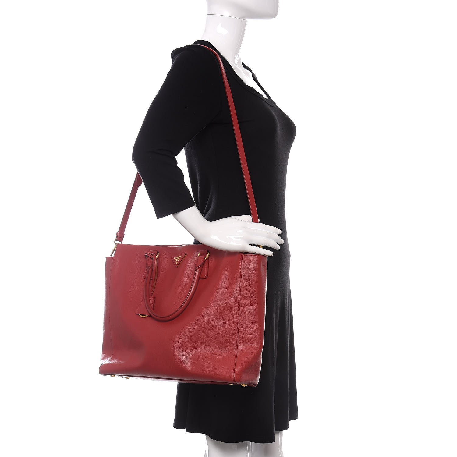 Prada Saffiano Lux Shopping Tote Fuoco 3 of 10