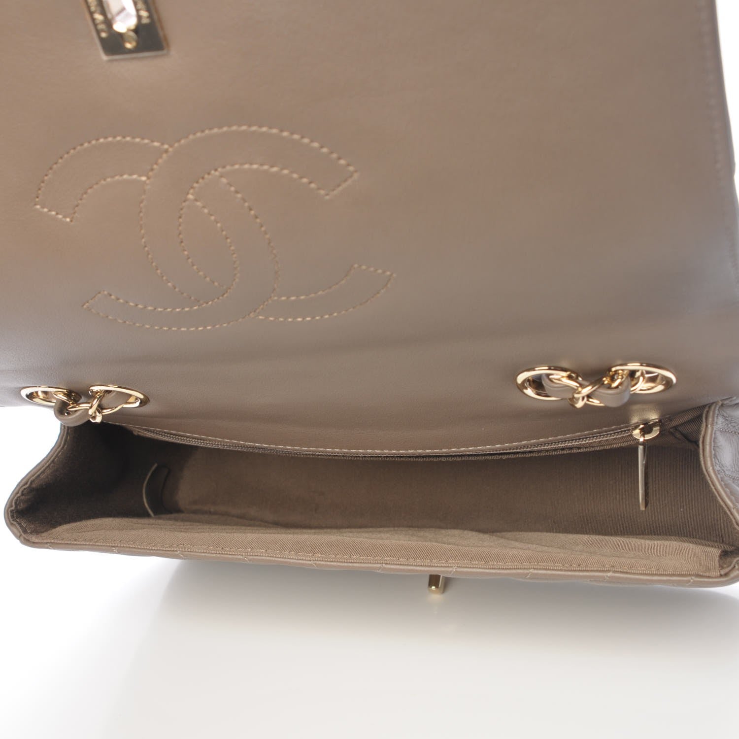 Chanel Calfskin Chevron Quilted Medium Statement Flap Khaki 6 of 8