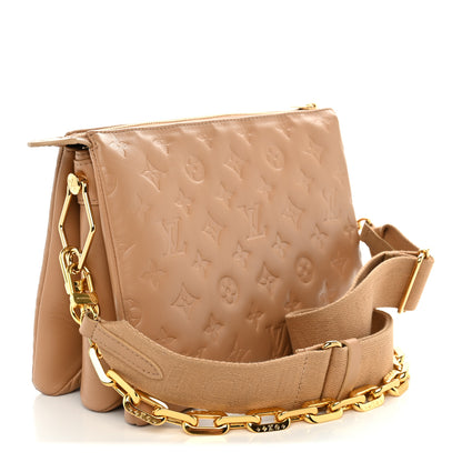 Louis Vuitton Lambskin Embossed Monogram Coussin PM Camel 3 of 9
