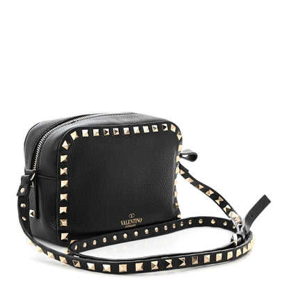 Valentino Garavani Pebbled Calfskin Rockstud Camera Crossbody Bag Black 3 of 9