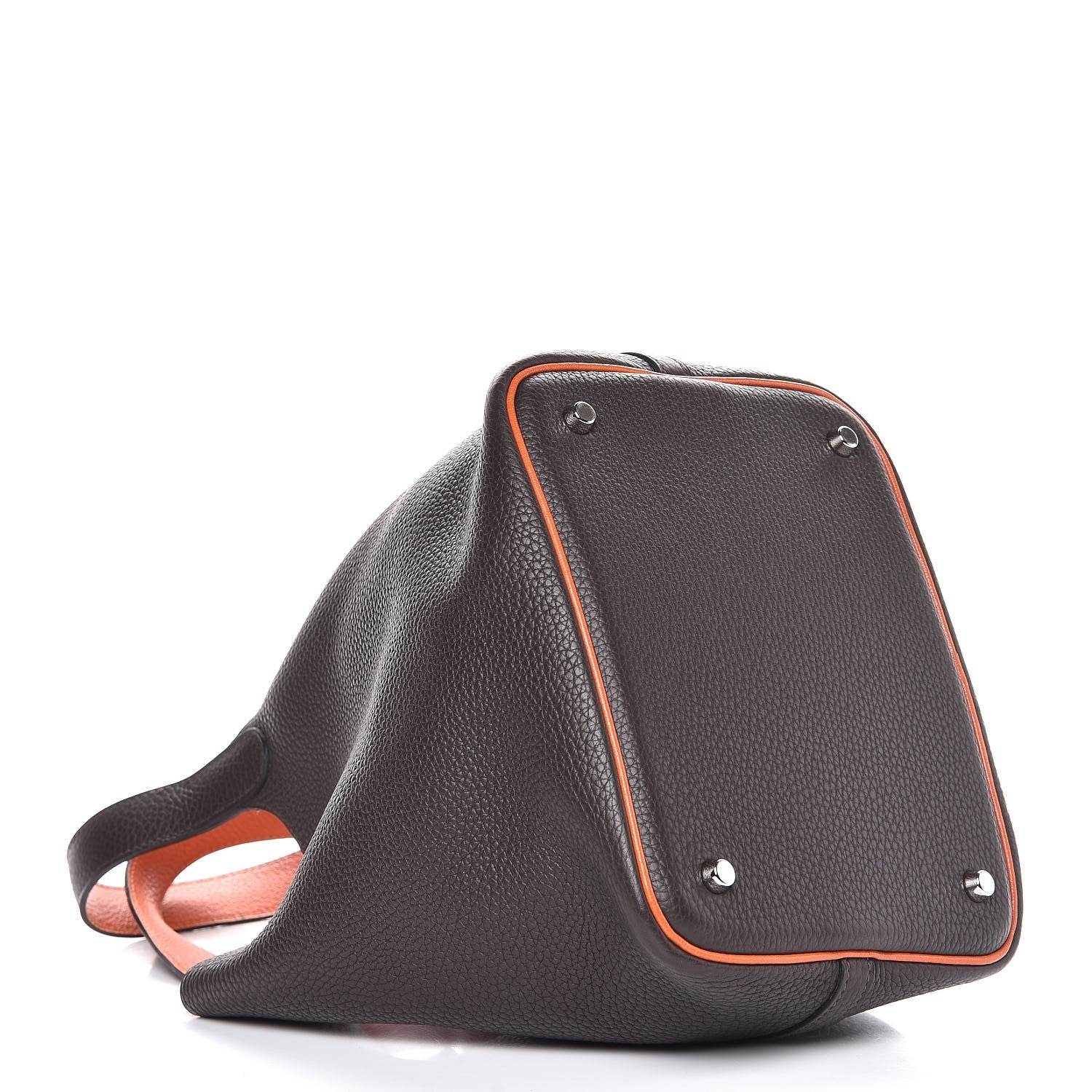 Hermes Taurillon Clemence Picotin 22 MM Noir Cafe Orange 4 of 7