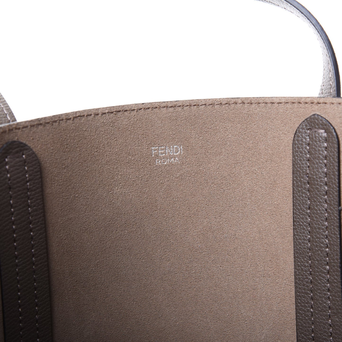 Vitello Vienna Enamel F is Fendi Shopping Tote Carbone Tobacco