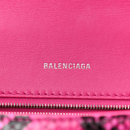 Balenciaga Shiny Calfskin Python Effect Small Hourglass Top Handle Bag Fuchsia Black 7 of 12